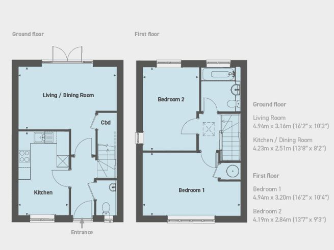 Floor plan 2 bedroom house - artist's impression subject to change